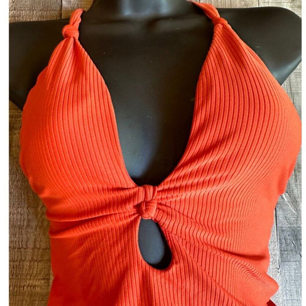 Bar III Like It Or Knot One-Piece Swimsuit | Size XS | Burnt Orange - Picture 5 of 15